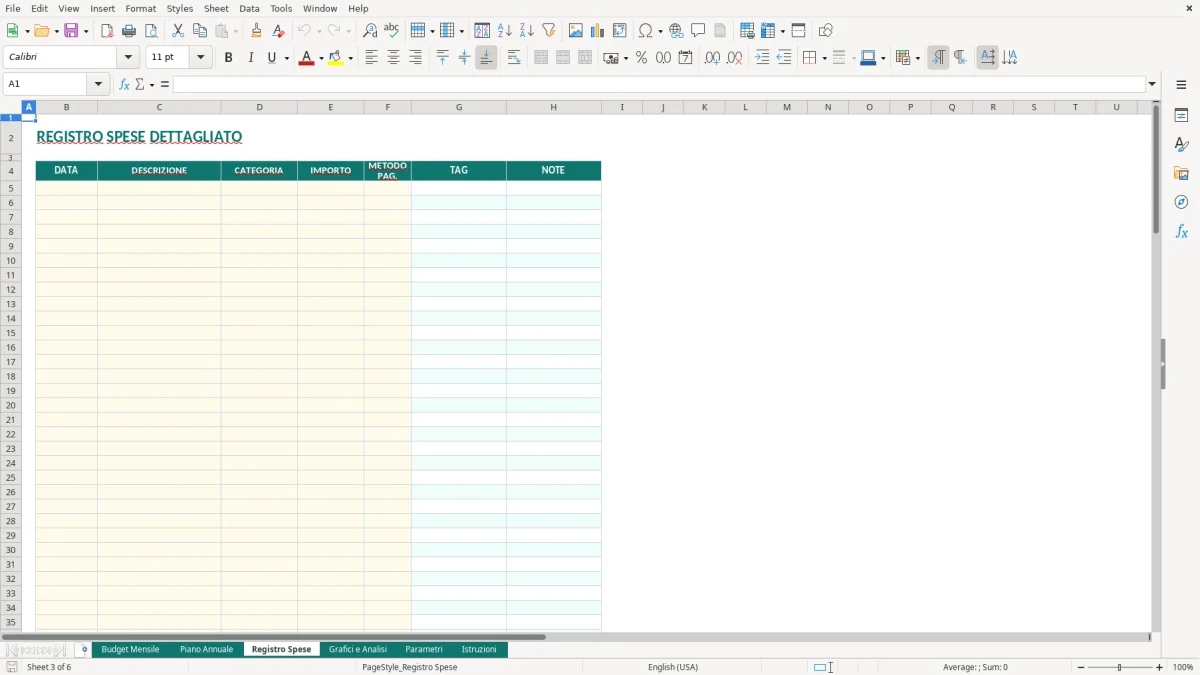 Screenshot 3: Foglio Registro Spese - Modello Excel budget familiare excel