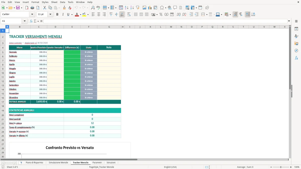 Screenshot 3: Foglio Tracker Mensile - Modello Excel piano di risparmio excel