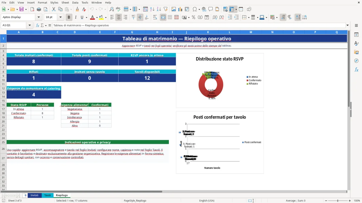 Anteprima del modello Excel tableau de mariage excel — foglio Riepilogo (immagine 3)