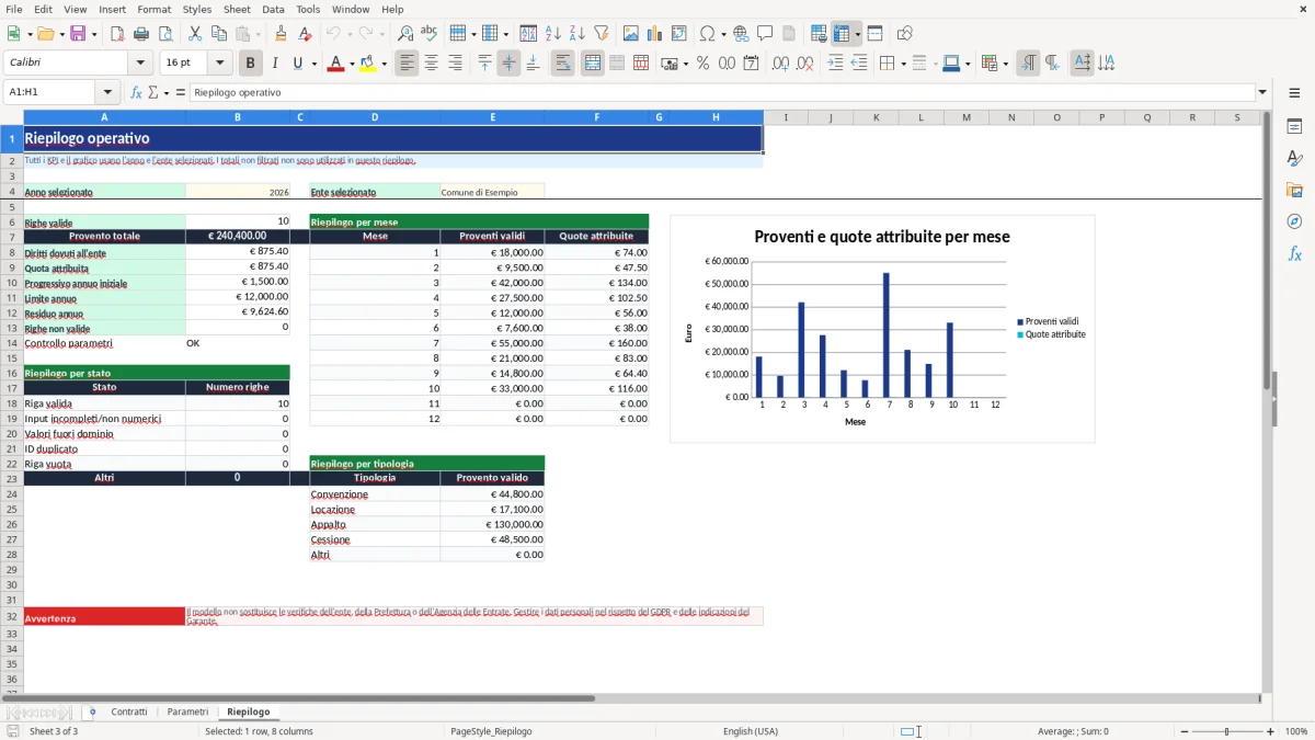Anteprima del modello Excel calcolo diritti rogito excel — foglio Riepilogo (immagine 3)