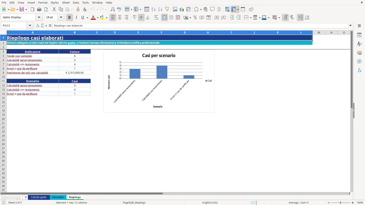 Anteprima del modello Excel calcolo quote ereditarie excel — foglio Riepilogo (immagine 3)