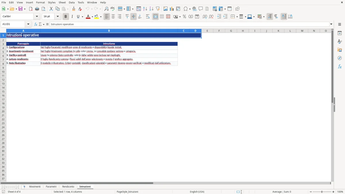 Anteprima del modello Excel rendiconto finanziario metodo indiretto excel — foglio Istruzioni (immagine 4)