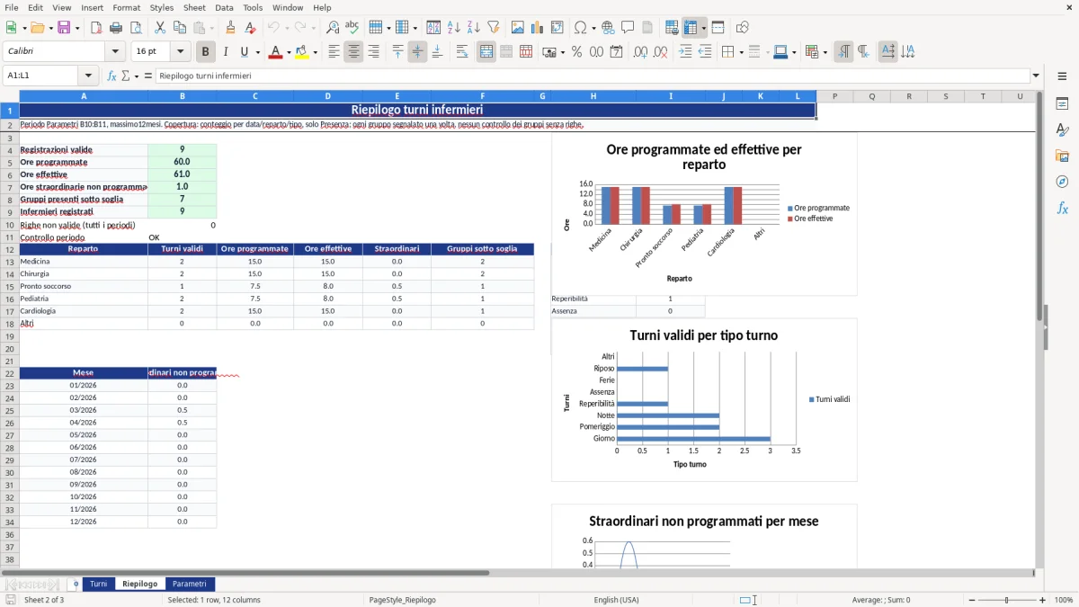 Anteprima del modello Excel turni infermieri excel — foglio Riepilogo (immagine 2)